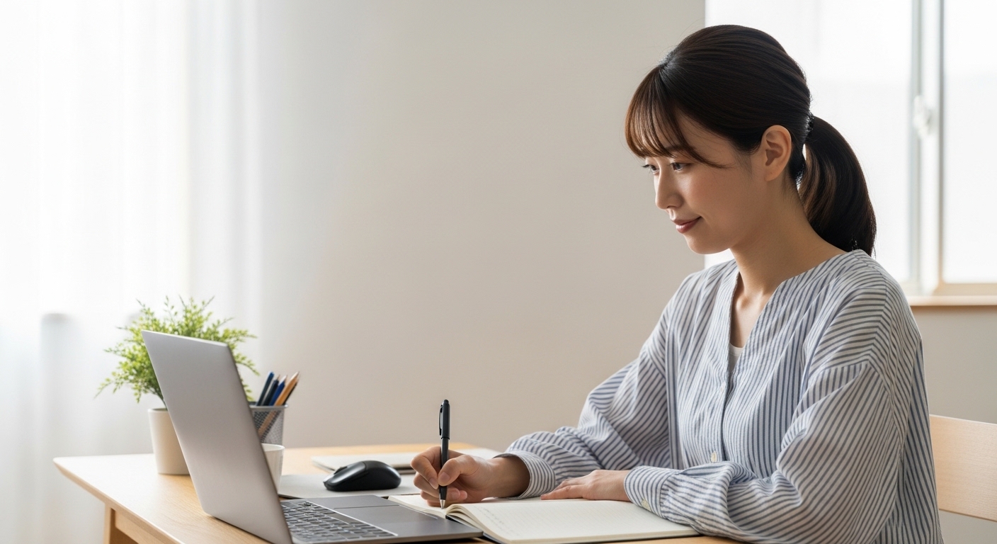 日本人女性が文章作成の職業訓練を受講
