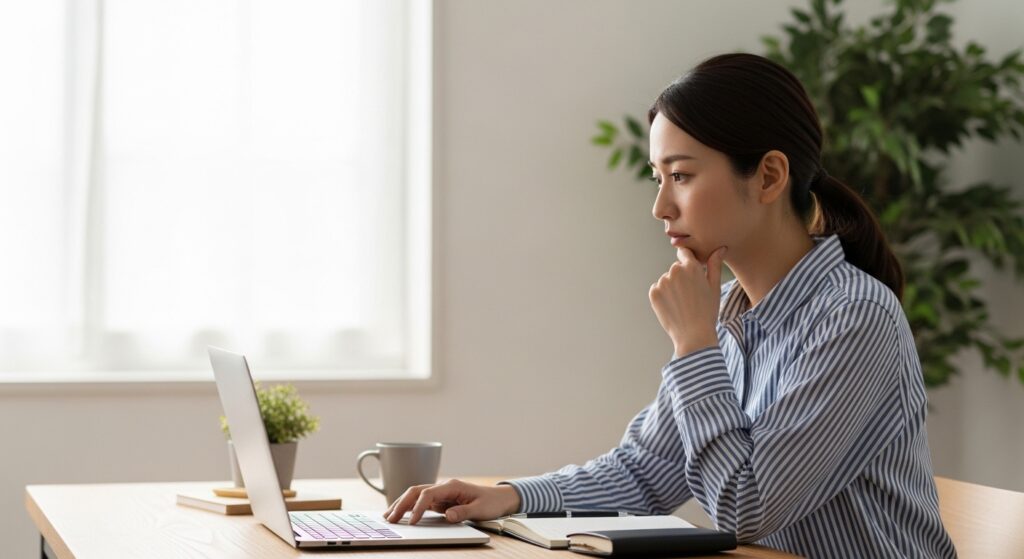 日本人女性がAI概要対策を解説する様子