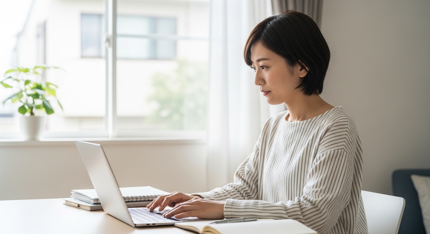 日本人女性がストック型副業を説明