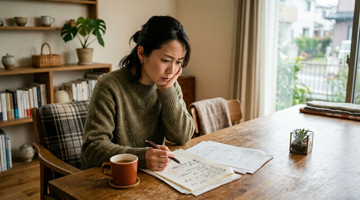 公務員副業ブログを調べる日本人女性
