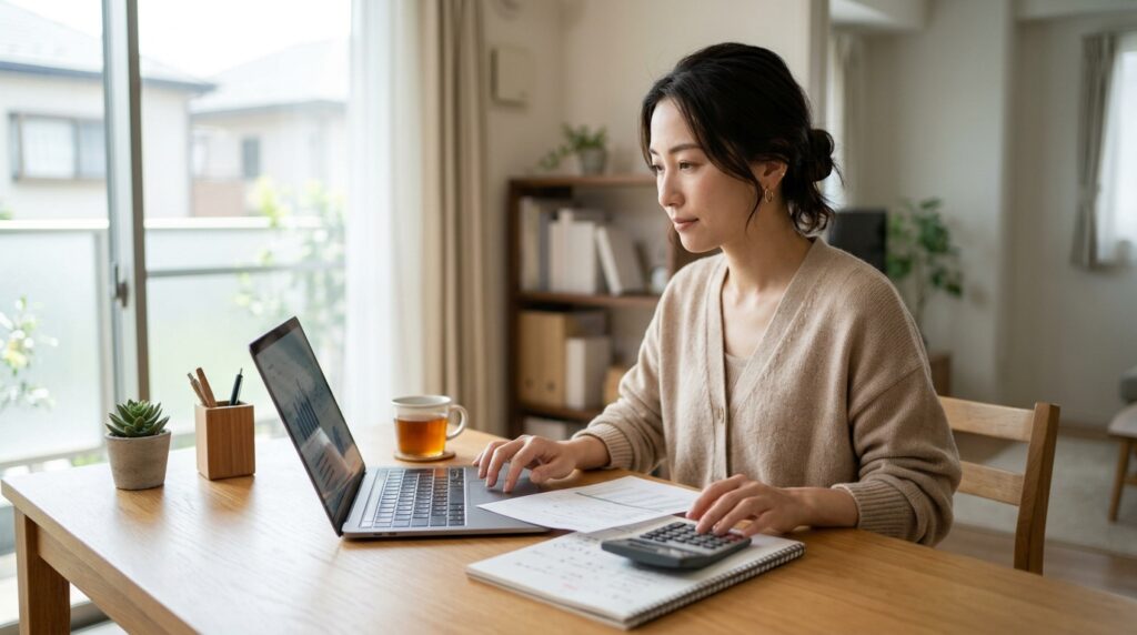副業にならない稼ぎ方を調べる日本人女性