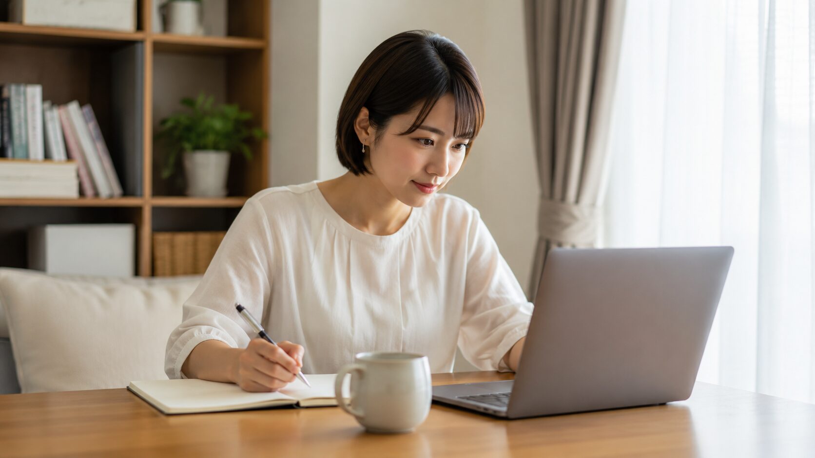 ChatGPTでブログ自動化を学びながら効率的な働き方を模索する女性起業家を表したイメージ画像
