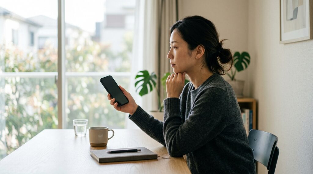 未経験からデザイナーを目指すママがスクール選びや働き方について考える様子を表すイメージ画像