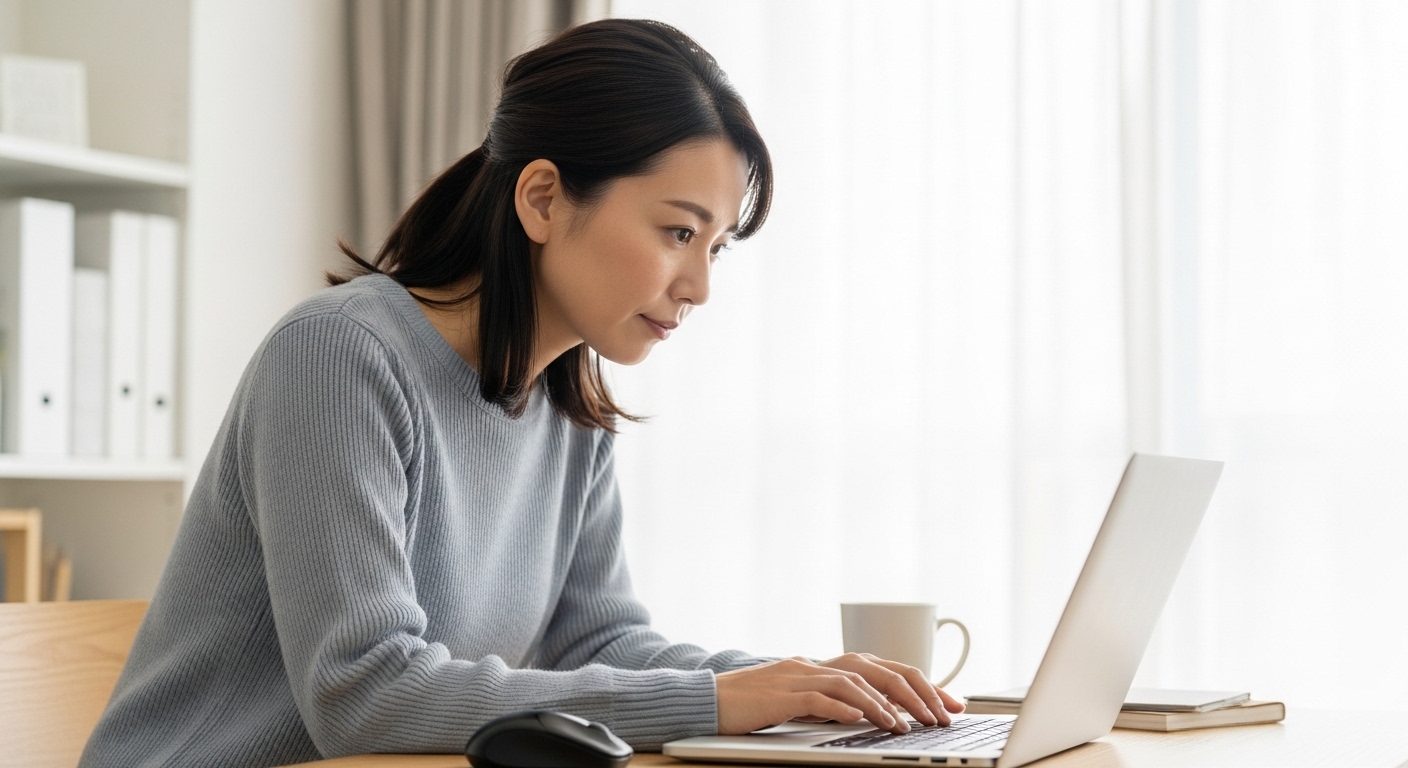 ChatGPTに課金するとできることを確認しながら、事業運営や発信活動に活かそうとする女性起業家を表すイメージ画像