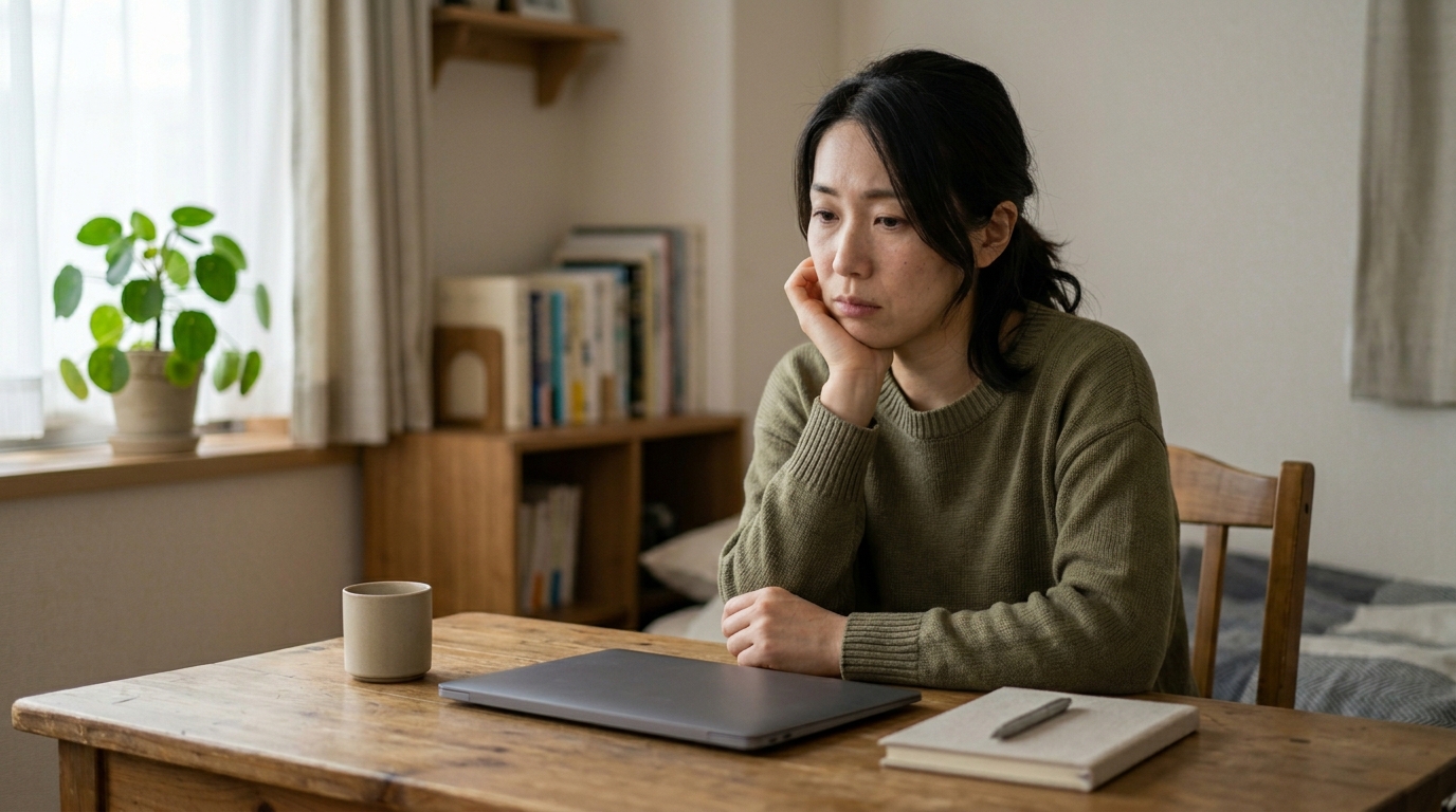 楽天アフィリエイトのやり方スマホ版を確認しながら副業準備を進める女性を表すイメージ画像