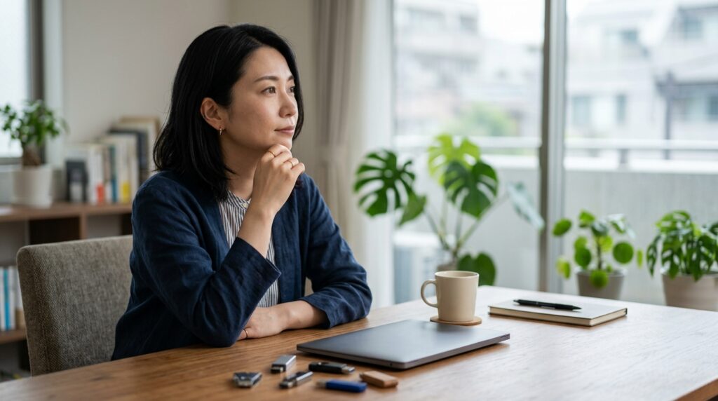 女性起業でWordPressの画像SEO対策について考えながらブログ運営を見直している様子を表すイメージ画像