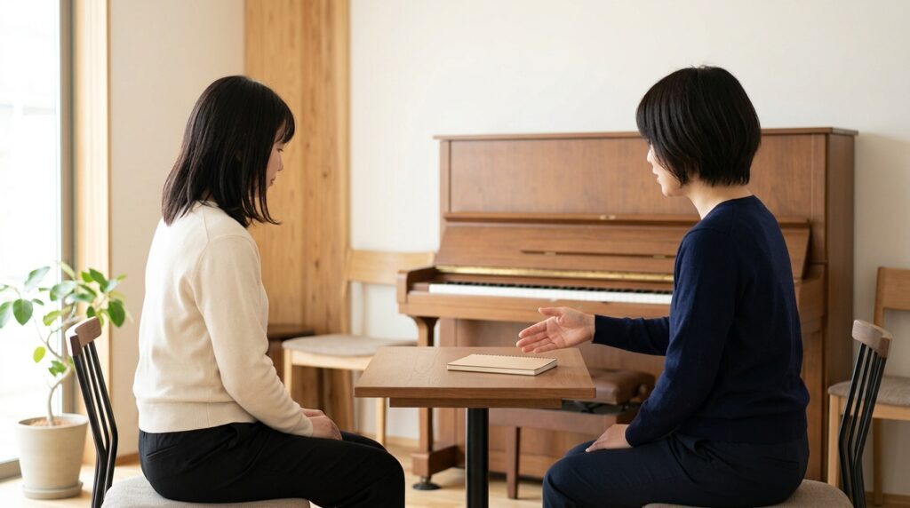 ピアノ教室の集客方法を考えながら効果的な集客の仕組みづくりをイメージした女性起業を表すイメージ画像