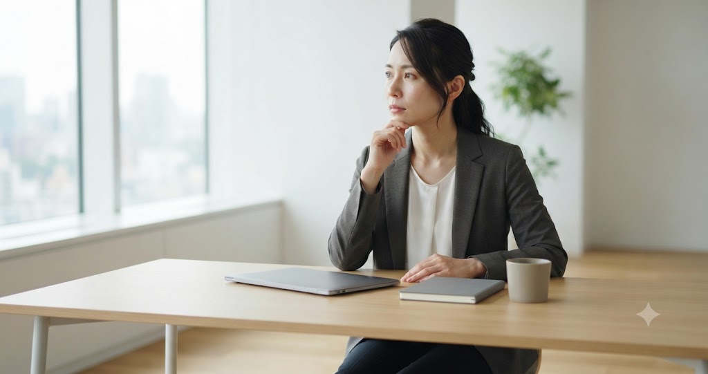 ホットペッパーで集客できない悩みや原因を分析し、改善策を考える女性起業のビジネスシーンを表すイメージ画像